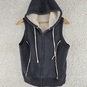 Old Navy Sleeveless Hoodie Vest Faux Sherpa Lined Women's Large Full Zip